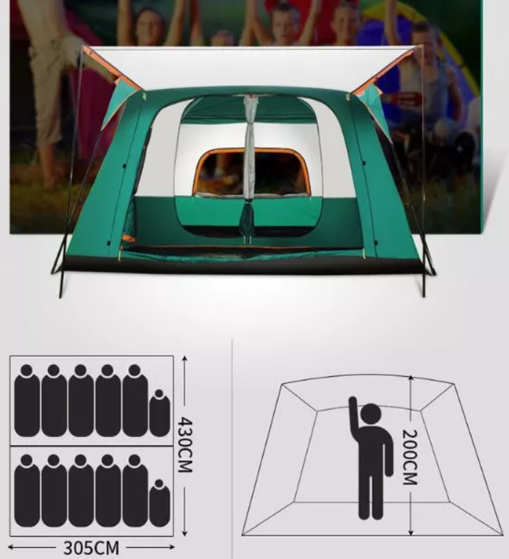 Tenda da campeggio grande per 8 persone all'aperto